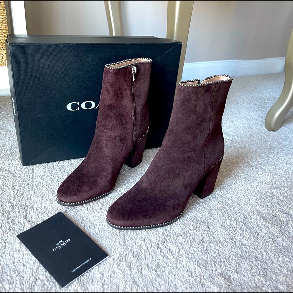 NWT Coach Drea Bead Chocolate Booties/Ankle Boots